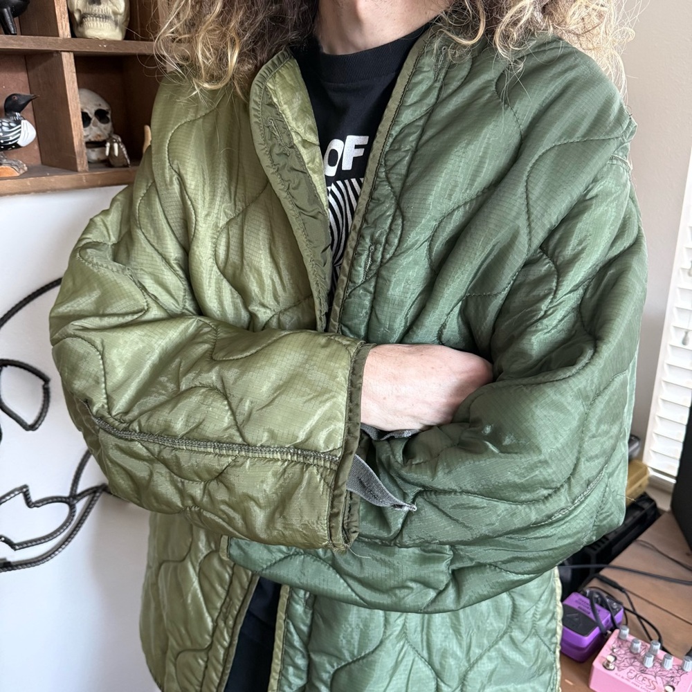 💀 SOLD 💀 Vintage 80s Military Green M-65 Extreme Cold Weather Parka Liner ~ M - Picture 5 of 8